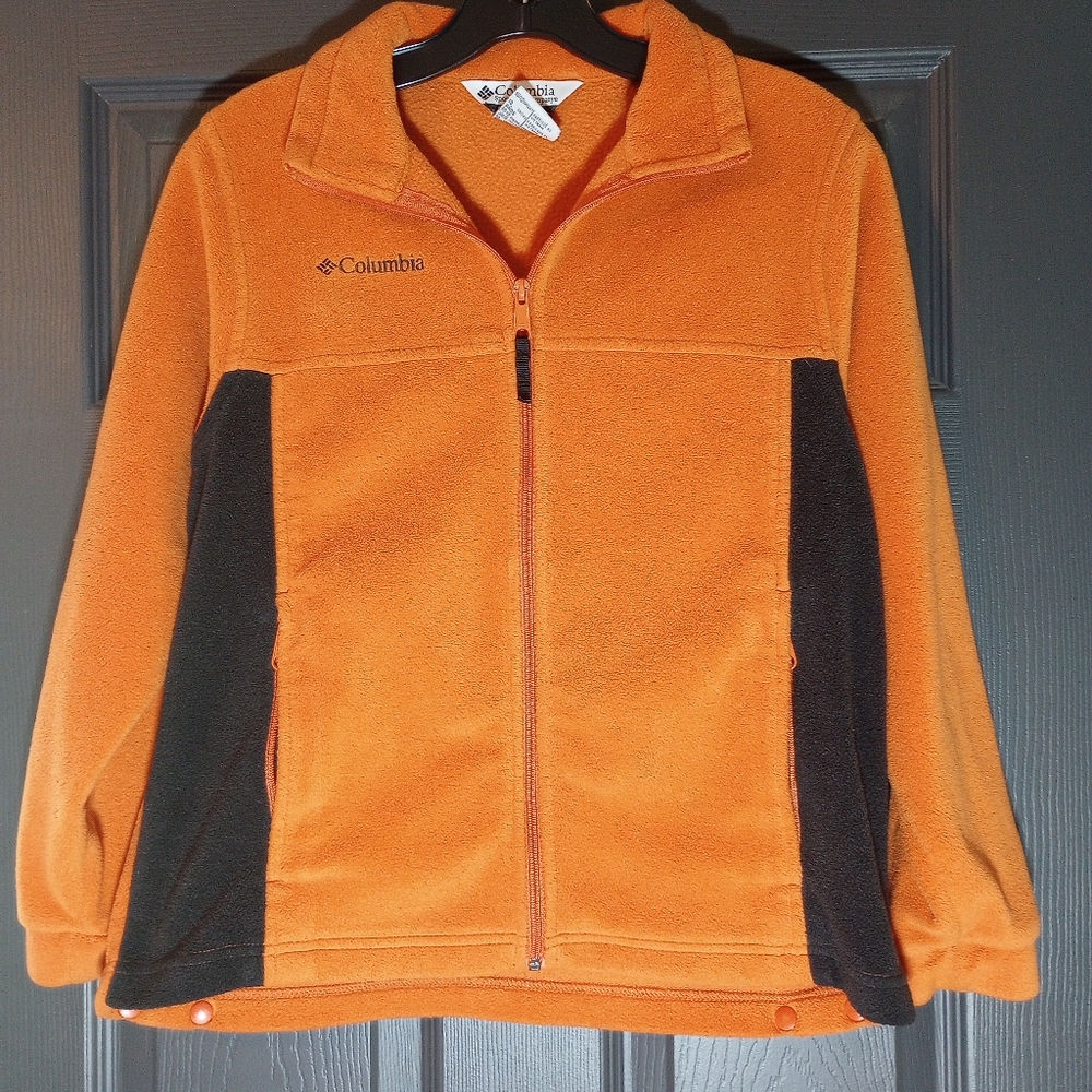 Columbia Orange And Black Full Zip Warm Thick Fleece Jacket Youth Size 10 - 12